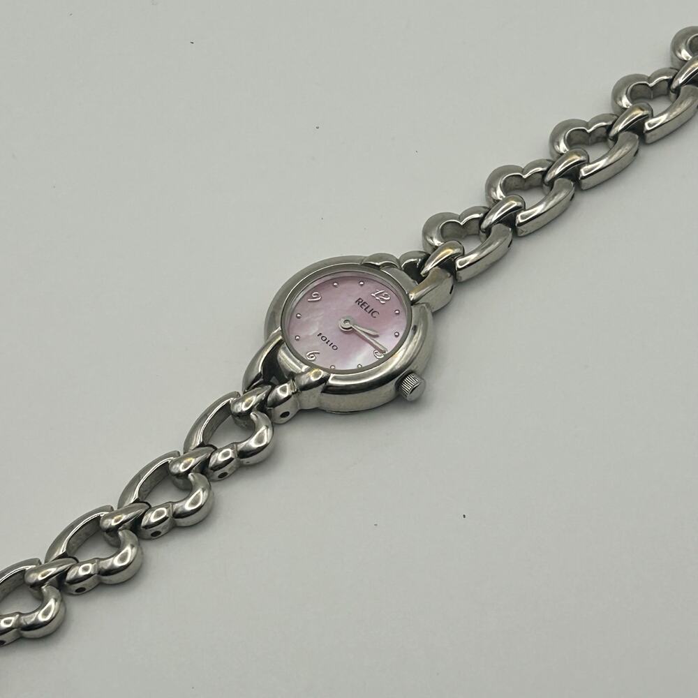 Relic Silver Tone Pink Mother Pearl Stainless Steel Women’s Watch - Picture 5 of 8